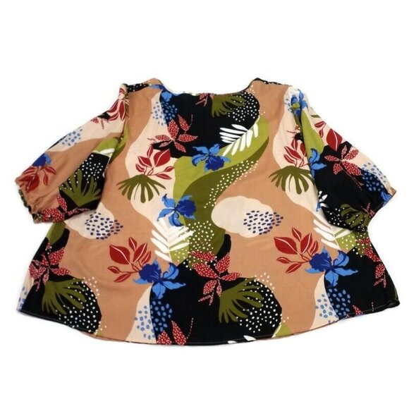 Bloomchic V-Neck Half Balloon Sleeve Blouse Womens Multicolor Floral 30/6X - Picture 11 of 13